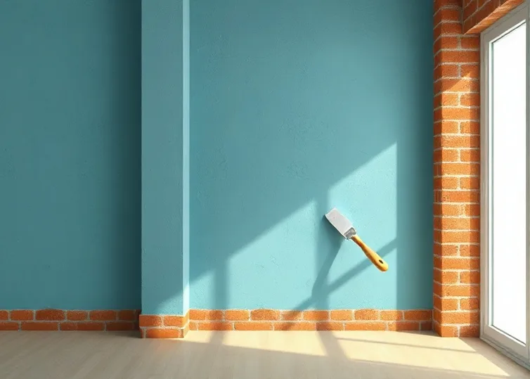 Application d'un enduit décoratif à la lisseuse sur un mur